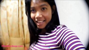 10 Weeks Pregnant Thai Teen Heather Deep gives blowjob and gets cum in mouth and swallows